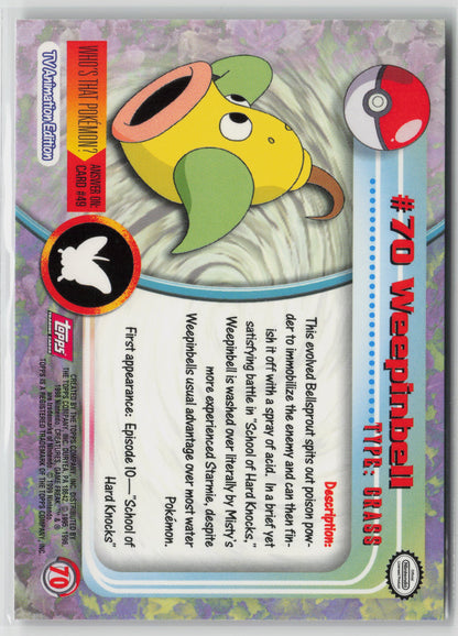 Weepinbell #70 Topps TV Animation Series 1999 Non-Holo NM (Back)