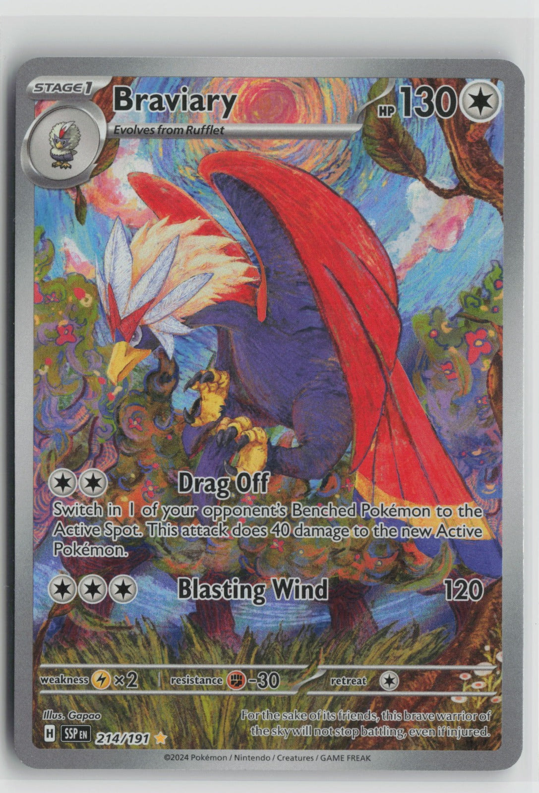 Braviary Illustration Rare Holo SSP 214/191 NM