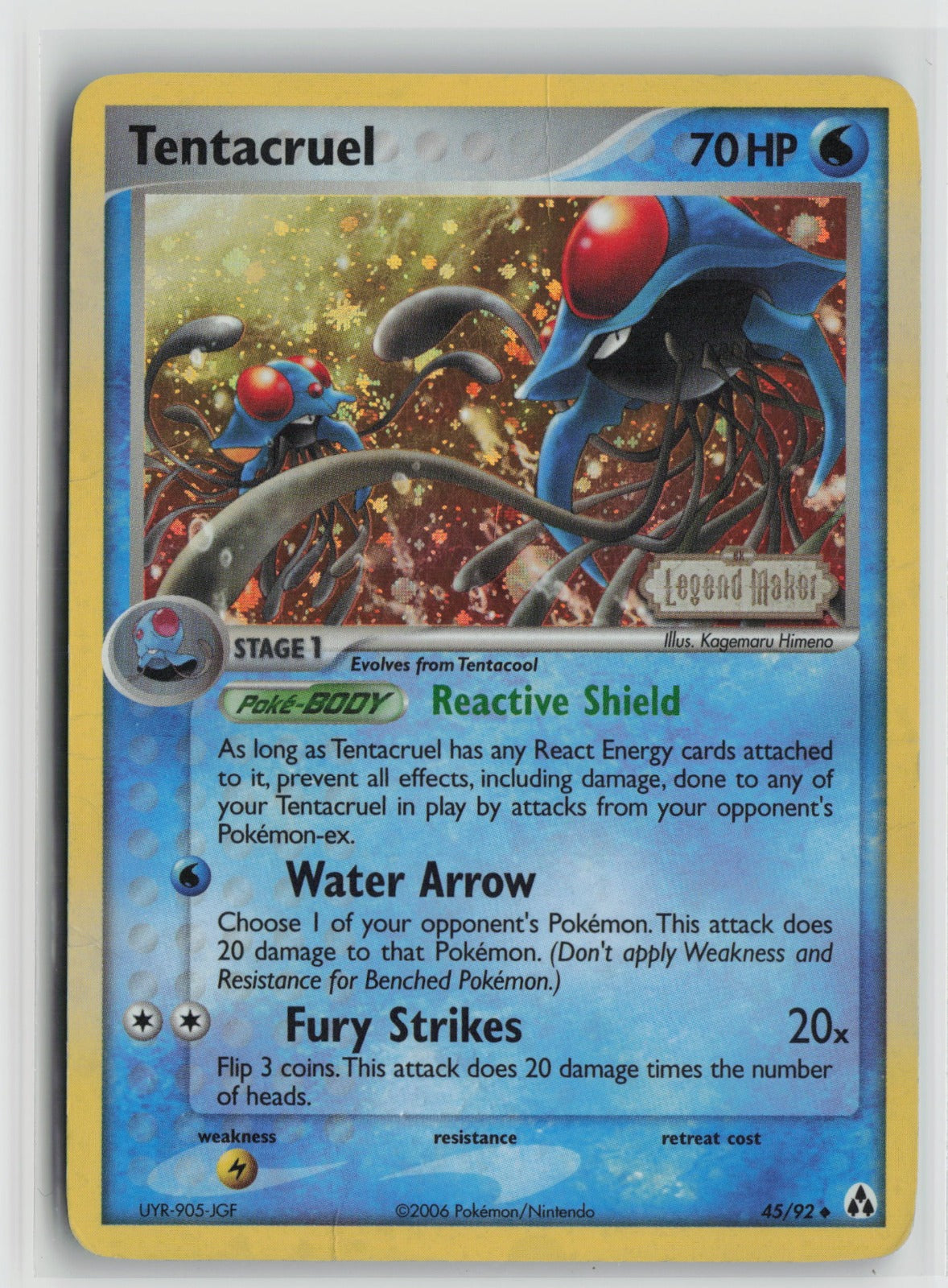 Tentacruel Uncommon Reverse Holo LM 45/92 DMG