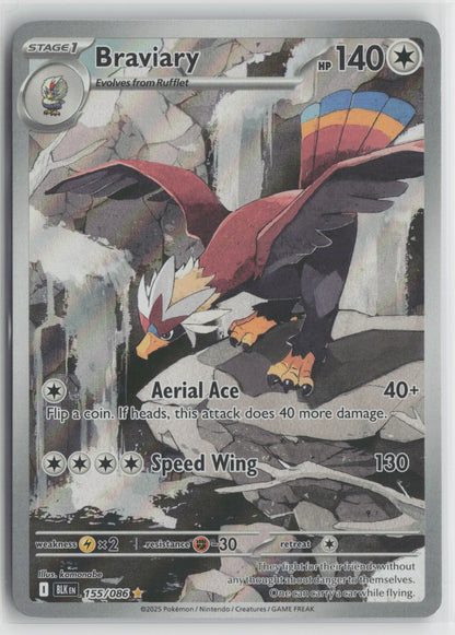 Braviary Illustration Rare Holo BLK 155/086 NM