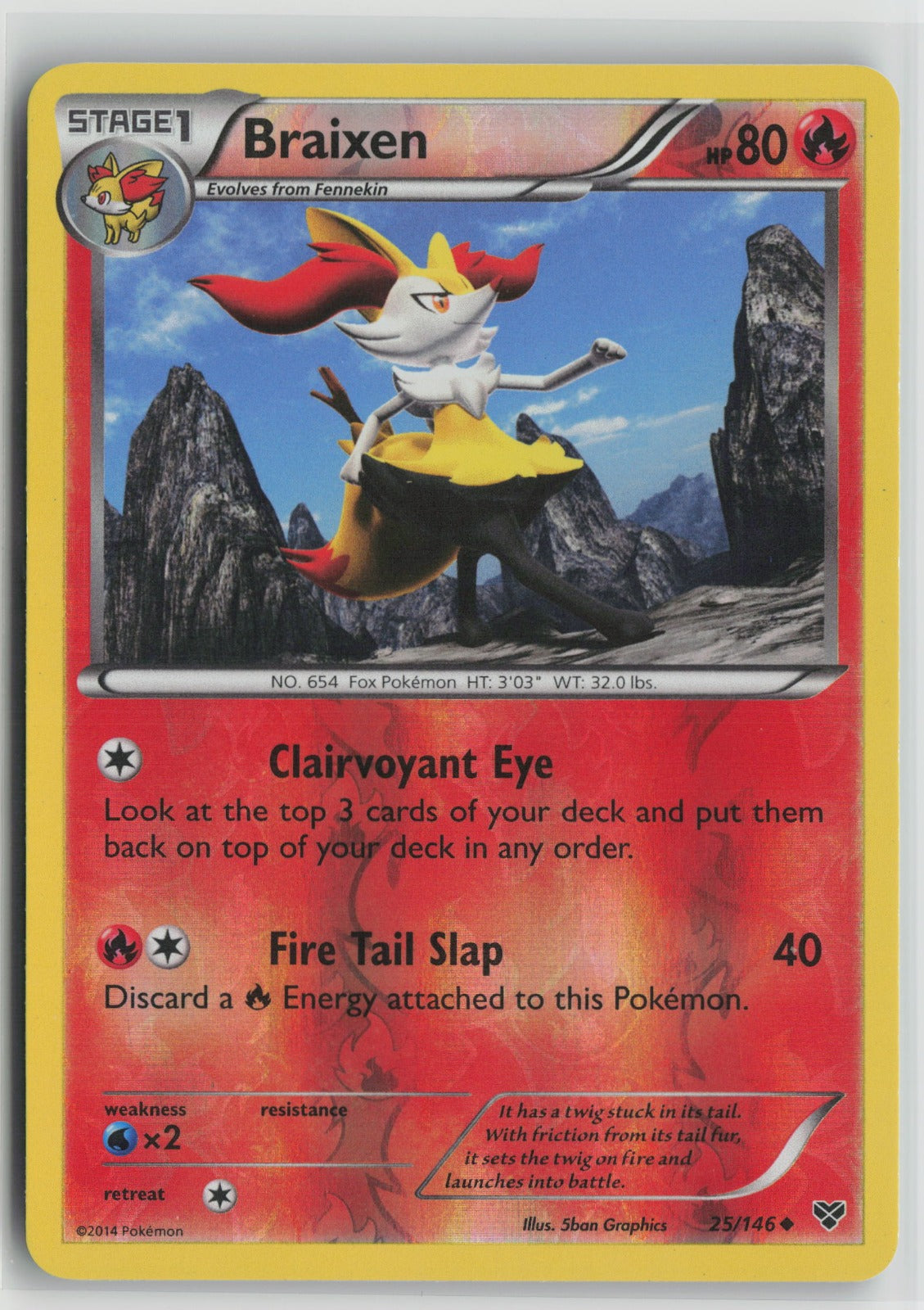 Braixen Uncommon Reverse Holo XY 25/146 LP