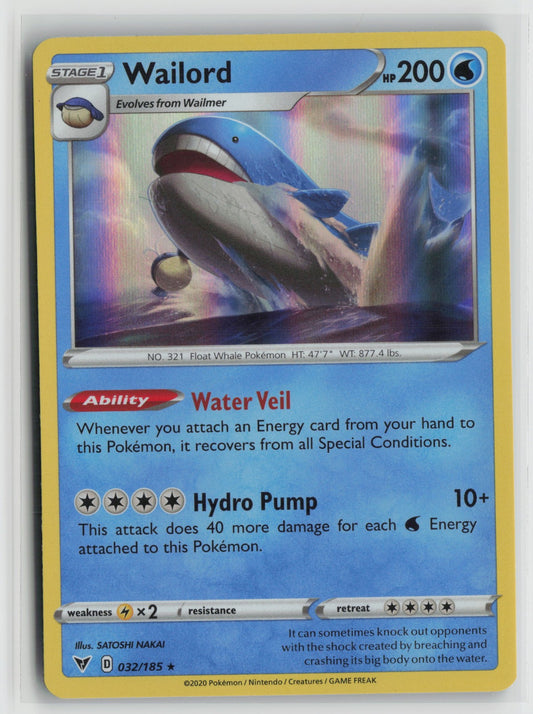 Wailord Holo Rare SWSH04 032/185 NM