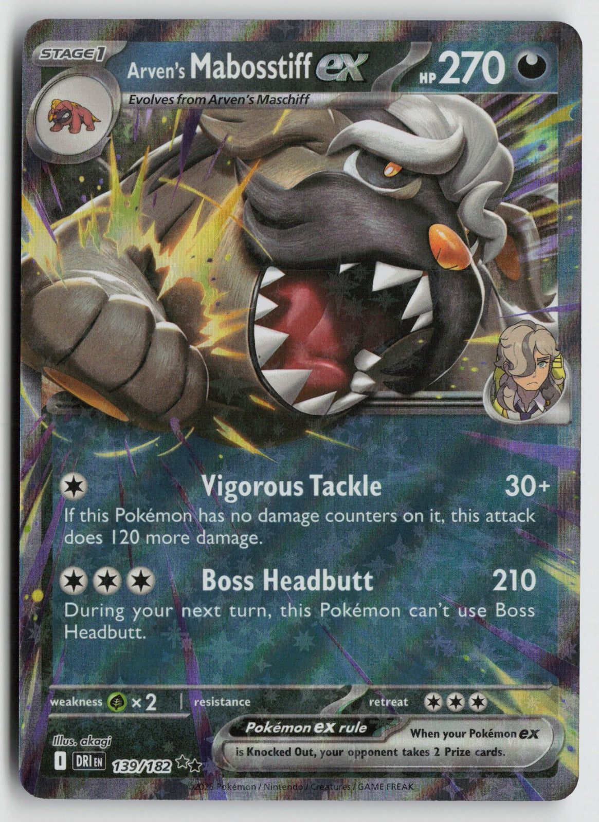 Arven's Mabosstiff ex Double Rare Holo DRI 139/182 LP