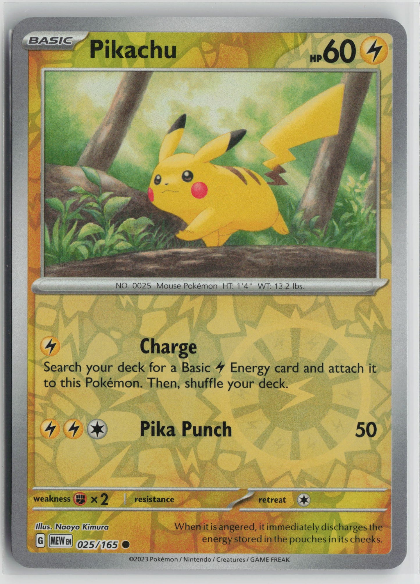 Pikachu - Common Reverse Holo MEW 025/165 NM