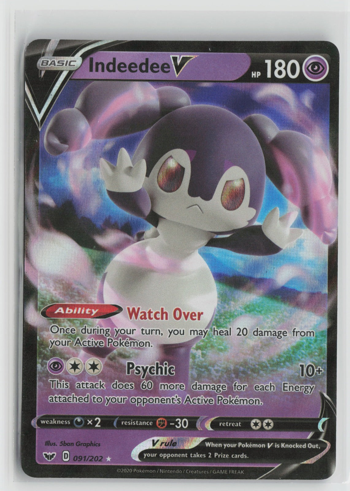 Indeedee V Ultra Rare Holo SWSH01 091/202 NM