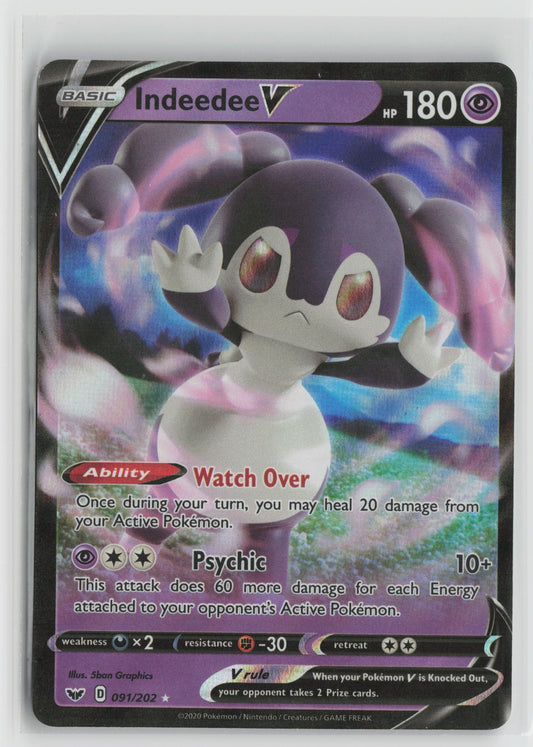 Indeedee V Ultra Rare Holo SWSH01 091/202 NM