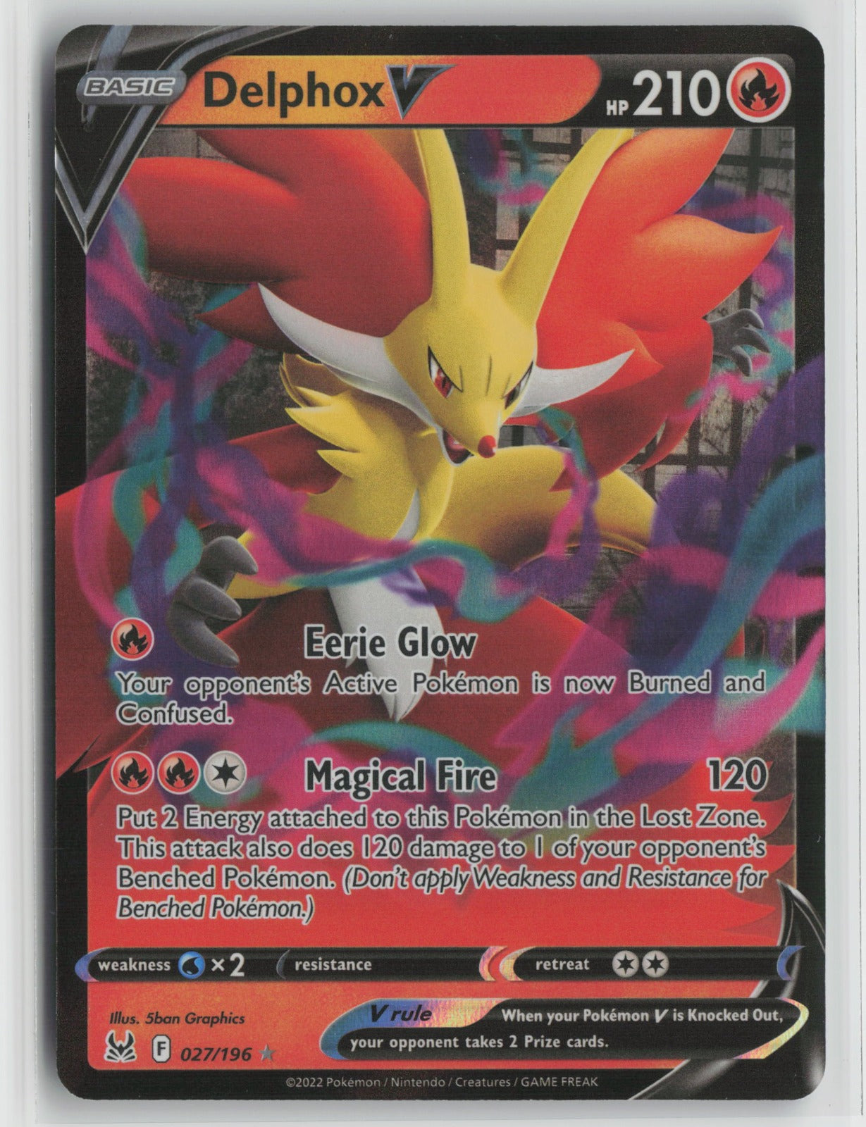 Delphox V Ultra Rare Holo SWSH11 027/196 NM