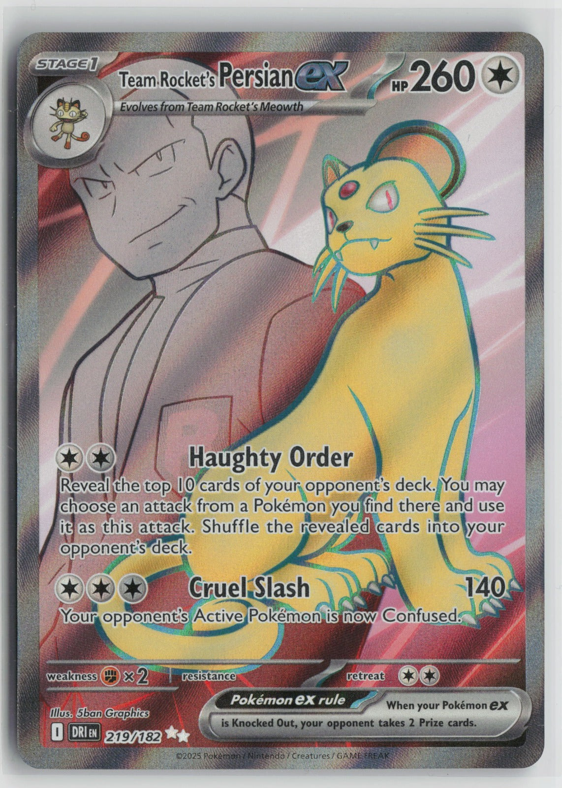 Team Rocket's Persian ex - Ultra Rare Holo DRI 219/182 NM