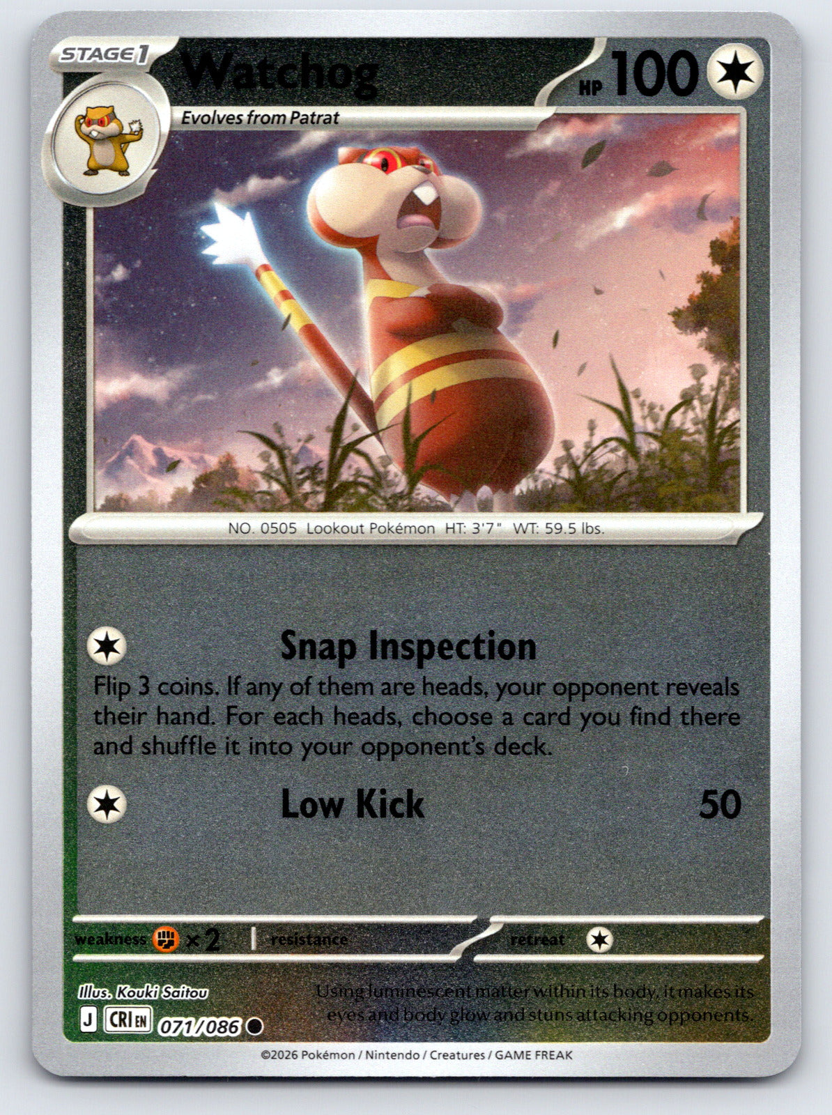 Watchog Common Reverse Holo CRI 071/086 NM