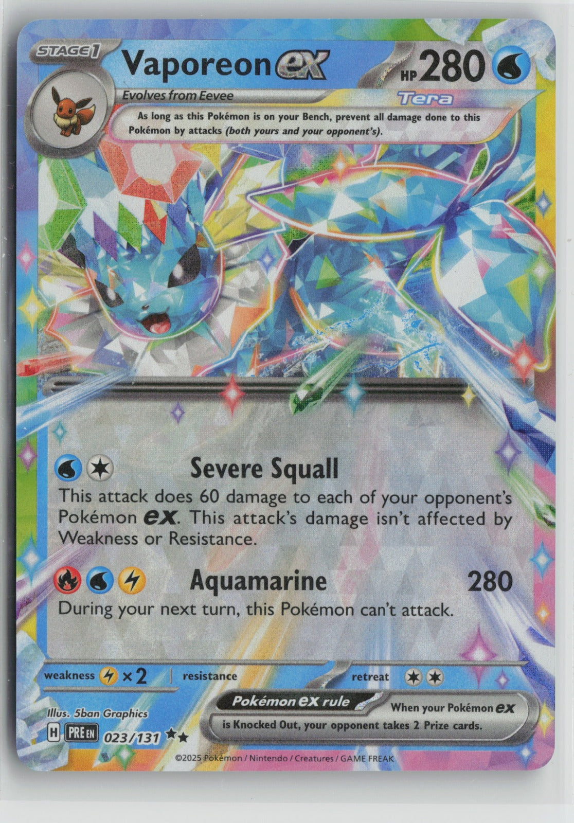 Vaporeon ex - Double Rare Holo PRE 023/131 NM