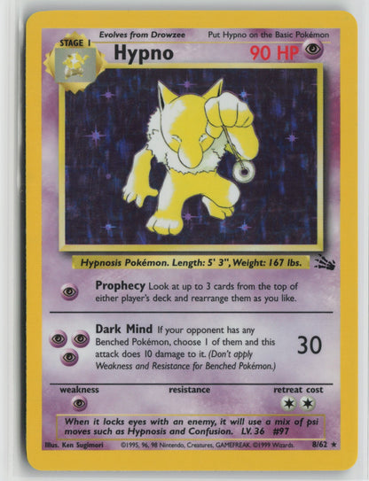 Hypno (8) Holo Rare Unlimited Holo FO 08/62 LP