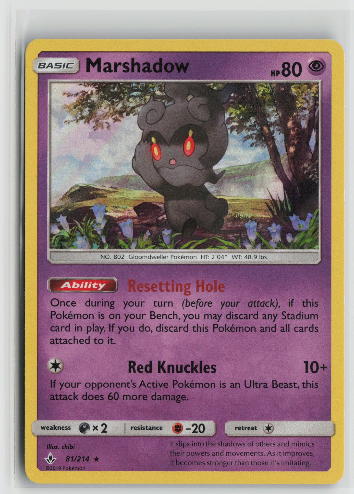 Marshadow Holo Rare Holo SM10 81/214 NM