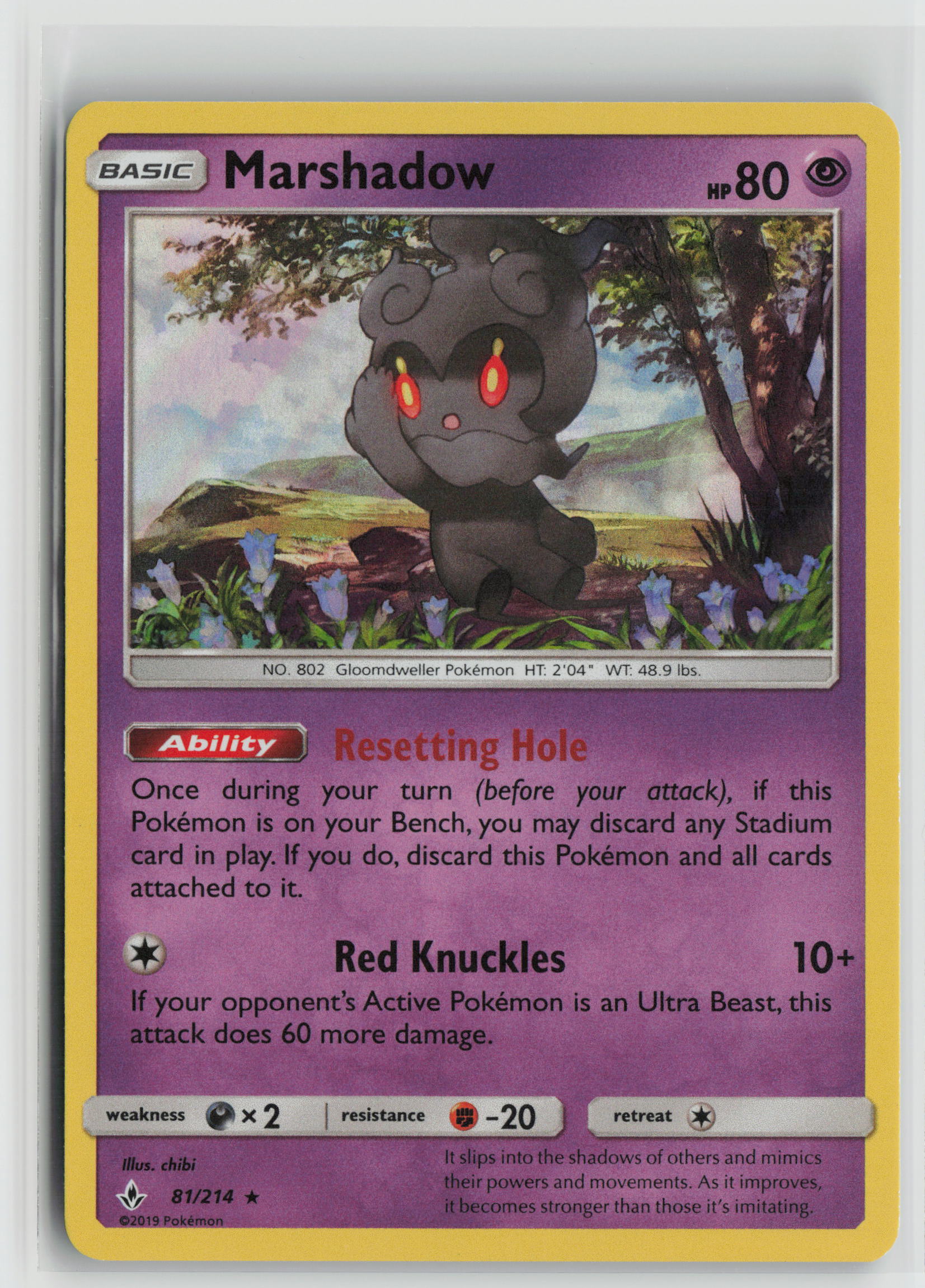 Marshadow Holo Rare Holo SM10 81/214 NM