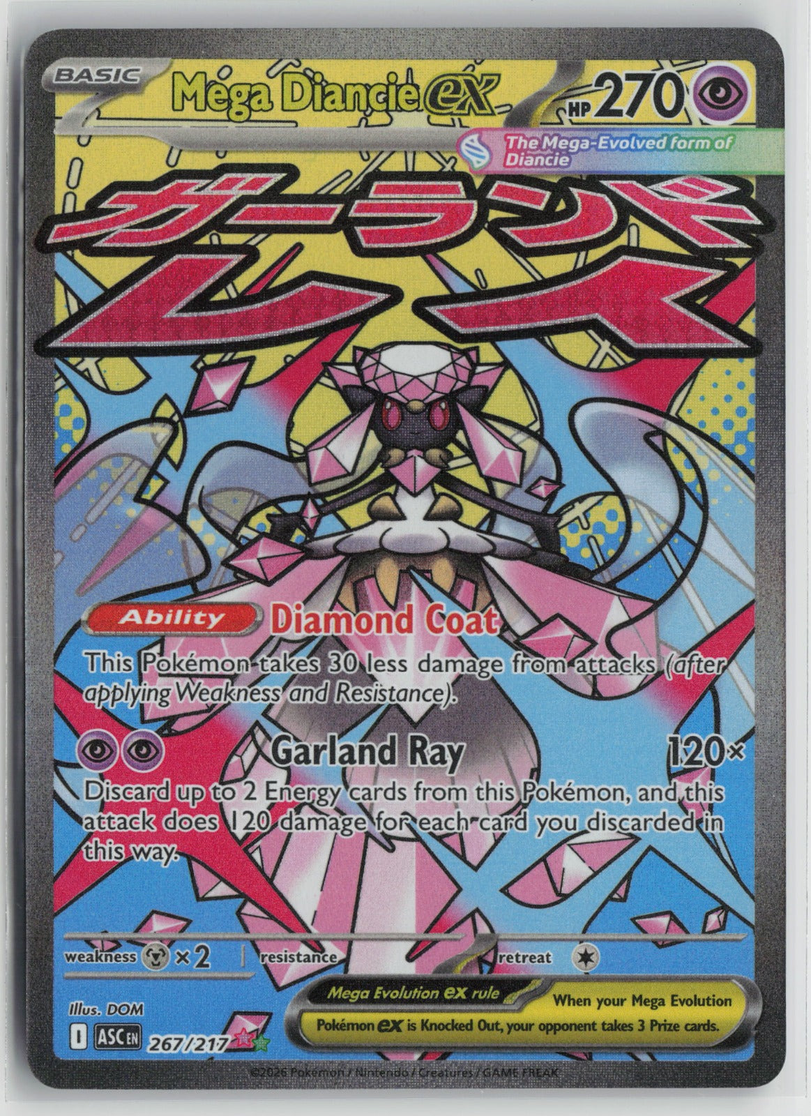 Mega Diancie ex Mega Attack Rare Holo ASC 267/217 NM