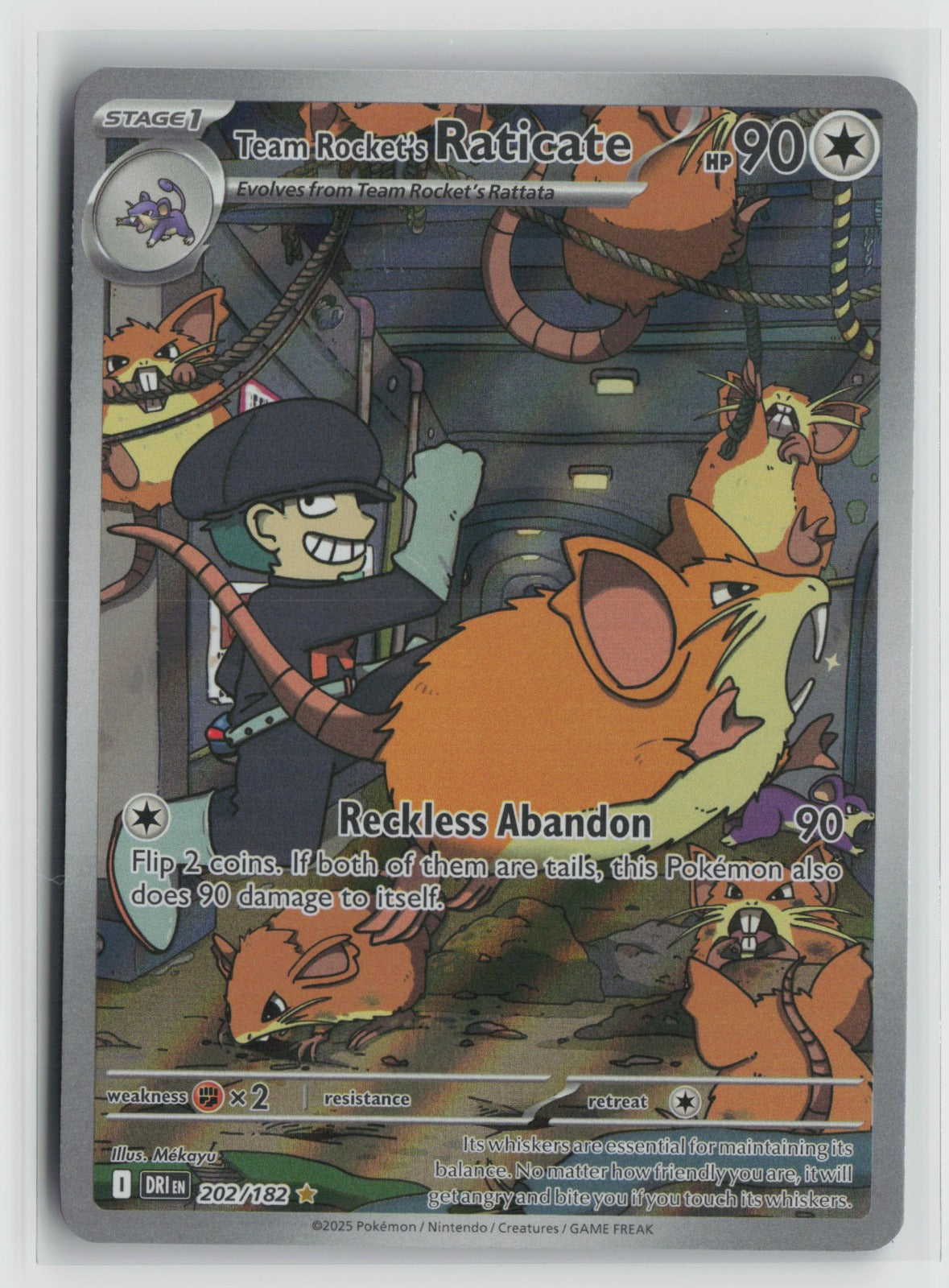 Team Rocket's Raticate Illustration Rare Holo DRI 202/182 NM