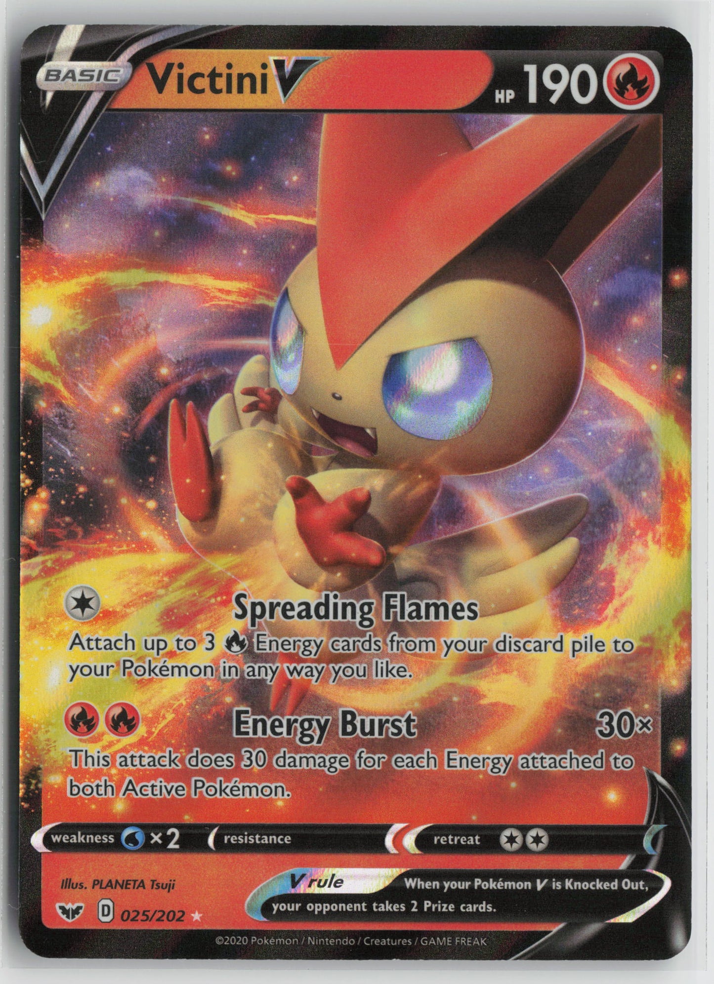 Victini V Ultra Rare SWSH01: Sword & Shield Base Set 025/202 NM