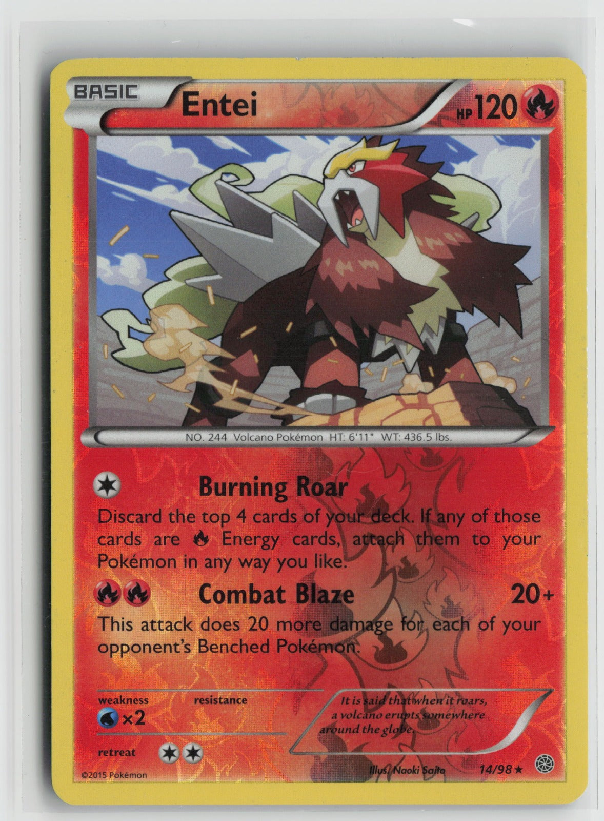 Entei (14) Rare Reverse Holo AOR 14/98 MP