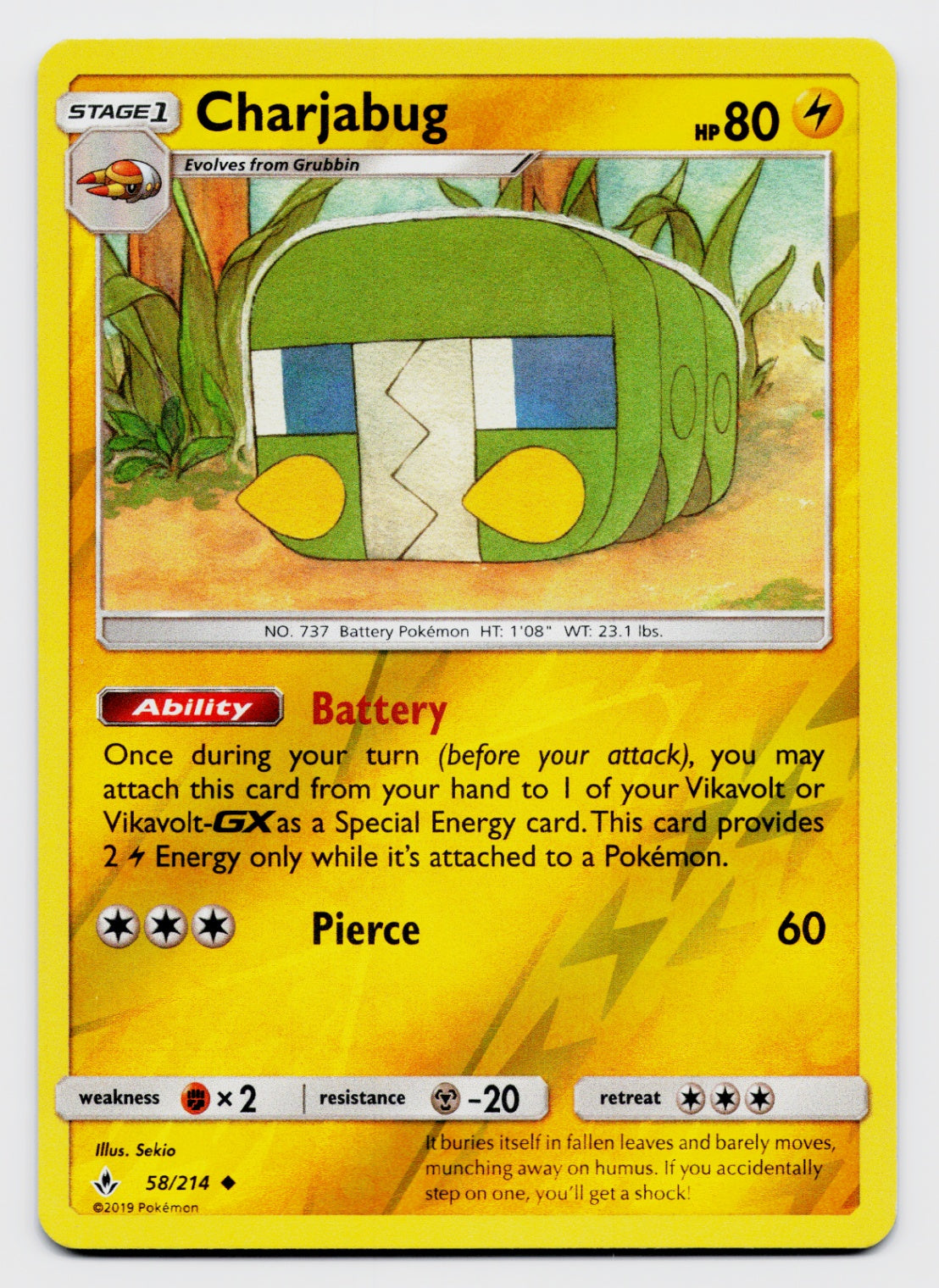Charjabug Uncommon Reverse Holo SM10 58/214 NM
