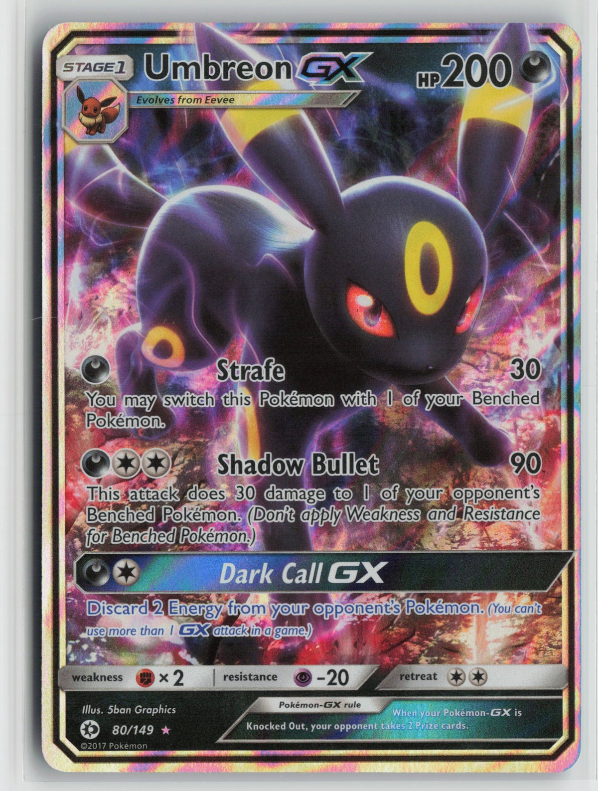 Umbreon GX Ultra Rare Holo SM01 80/149 NM