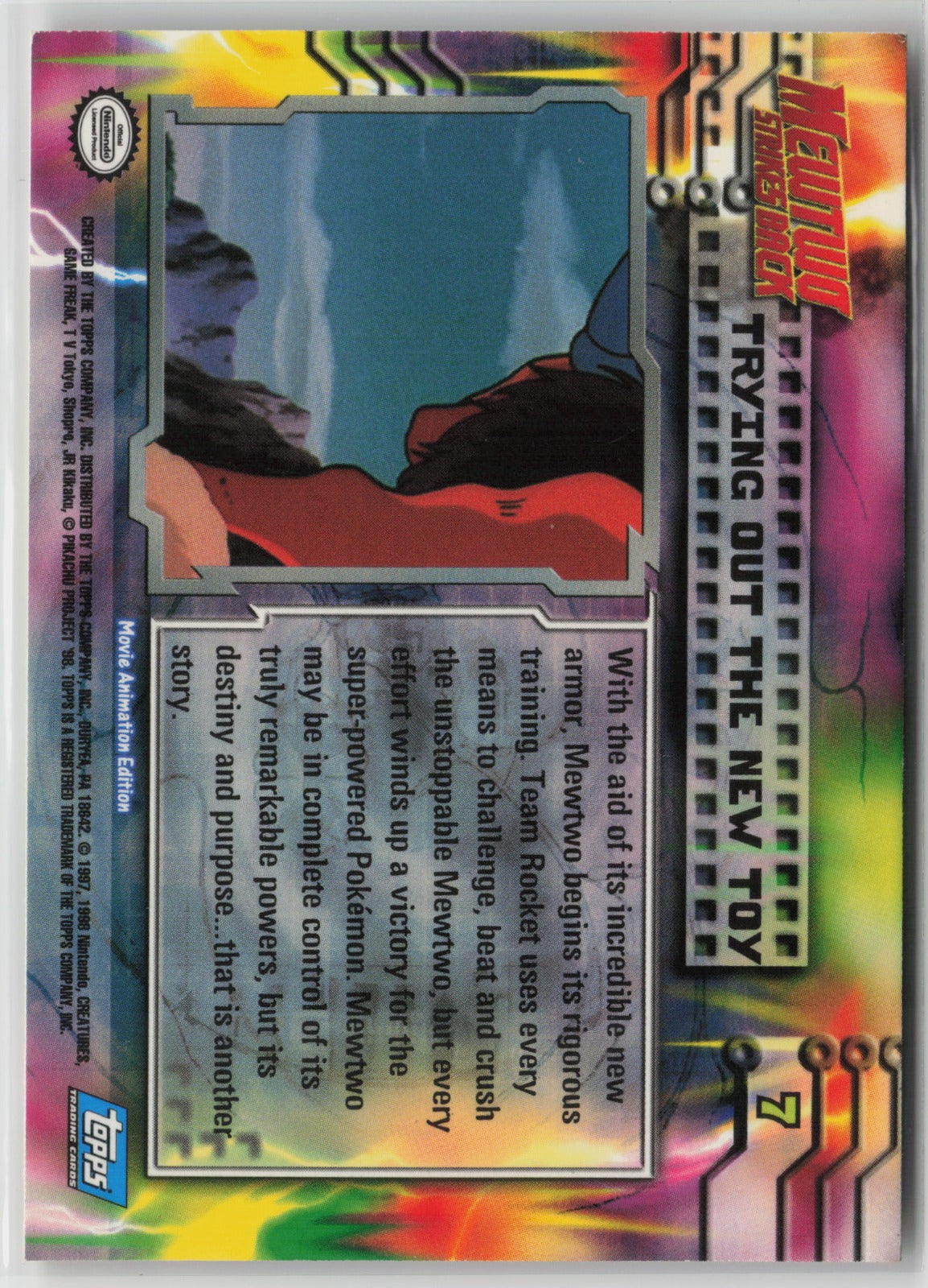 Topps Trying Out the New Toy Mewtwo Strikes Back #7 LP (Back)