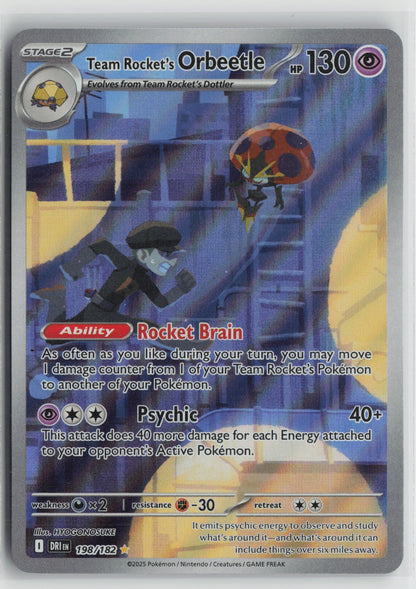 Team Rocket's Orbeetle - Illustration Rare Holo DRI 198/182 NM- A