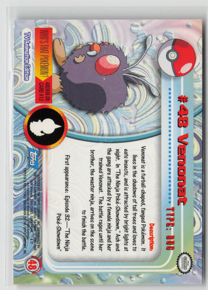 Venonat #48 Topps TV Animation Series 1999 Non-Holo NM (Back)