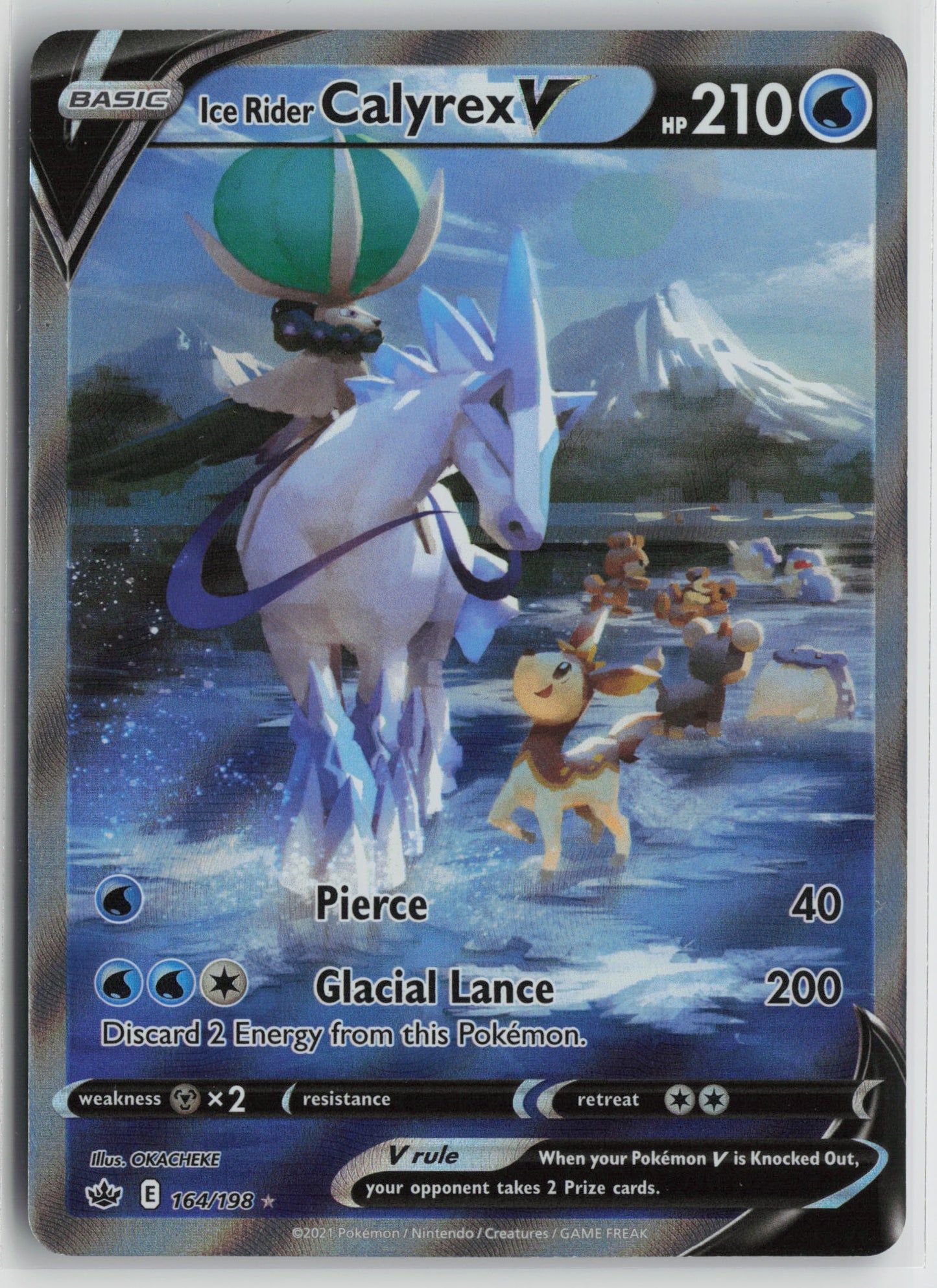 Ice Rider Calyrex V (Alternate Full Art) Ultra Rare Holo SWSH06 164/198 NM