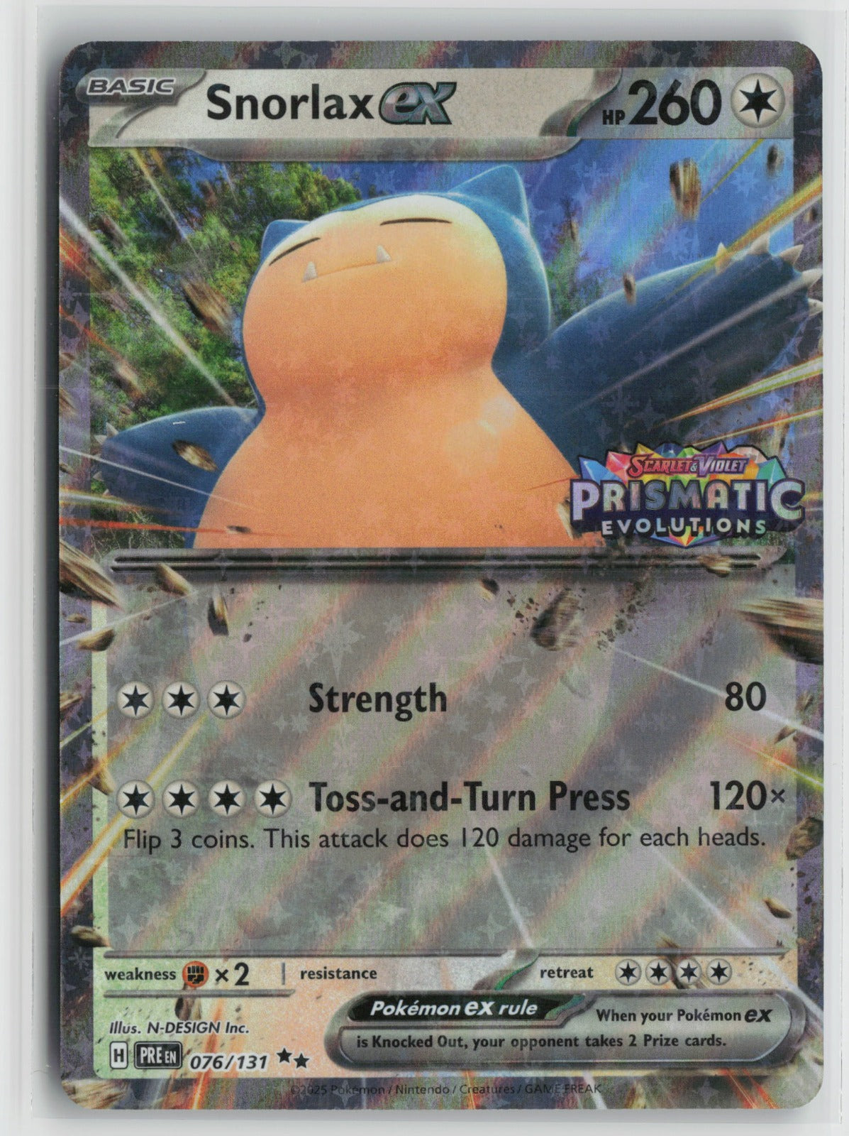 Snorlax ex (Prismatic Evolution Stamped) Double Rare Holo MCAP 076/131 NM