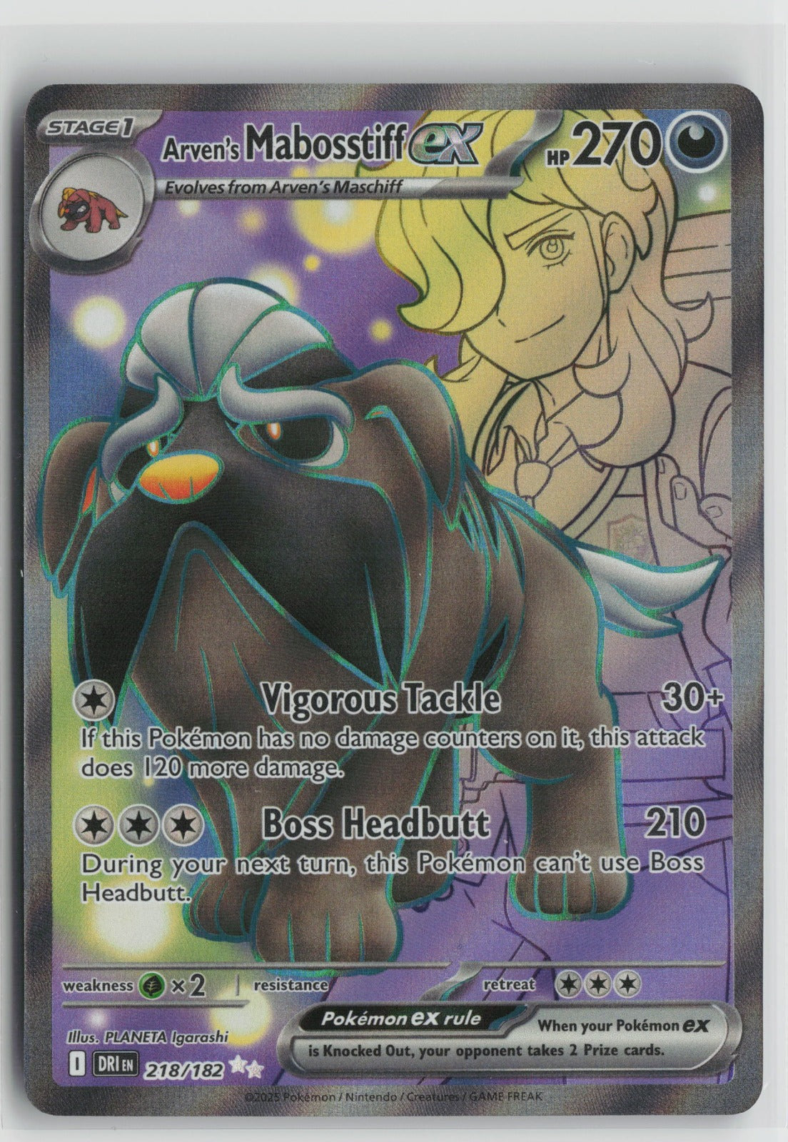 Arven's Mabosstiff ex Ultra Rare Holo DRI 218/182 NM