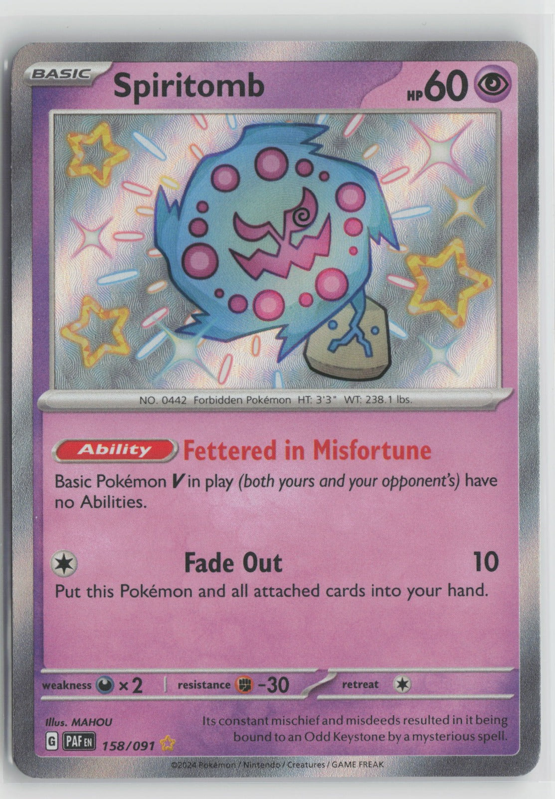 Spiritomb Shiny Rare Holo PAF 158/091 NM