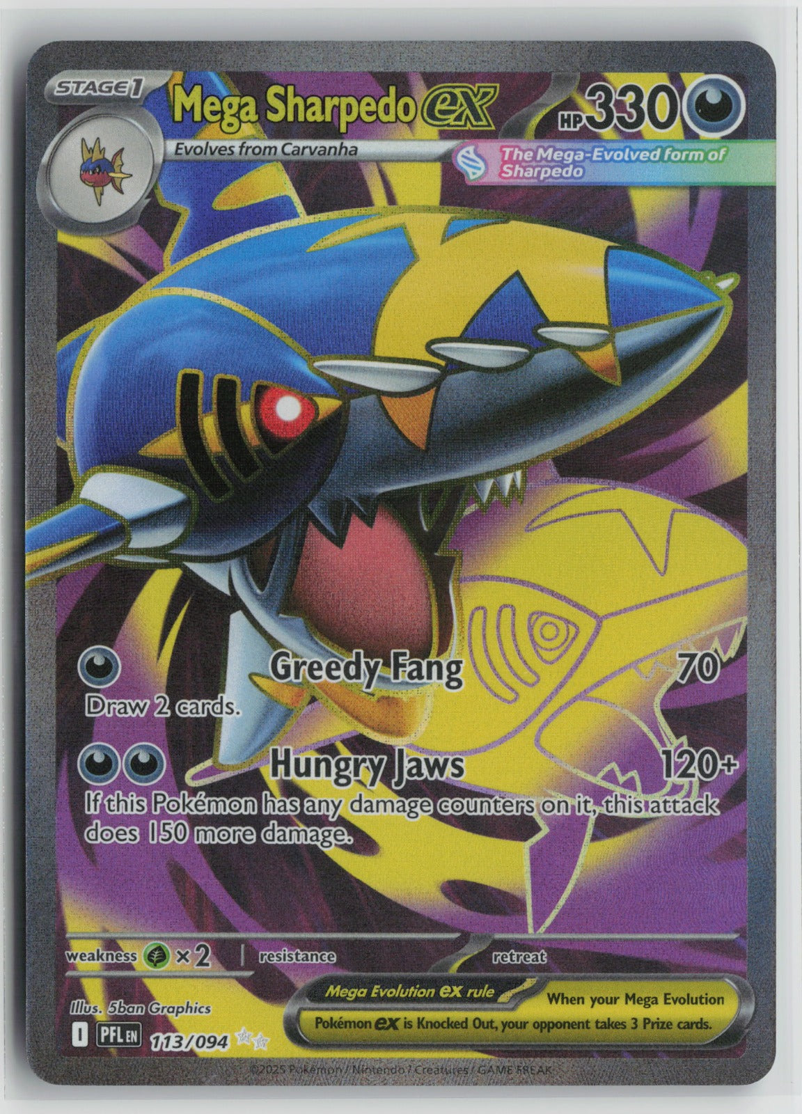 Mega Sharpedo ex Ultra Rare Holo PFL 113/094 NM