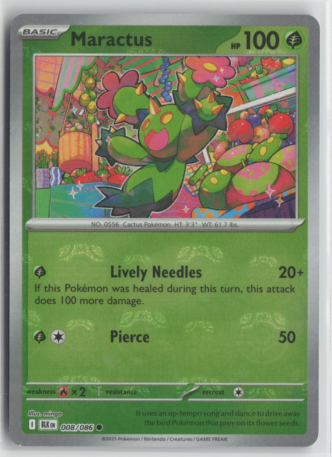 Maractus (Master Ball Pattern) Common Holo BLK 008/086 NM