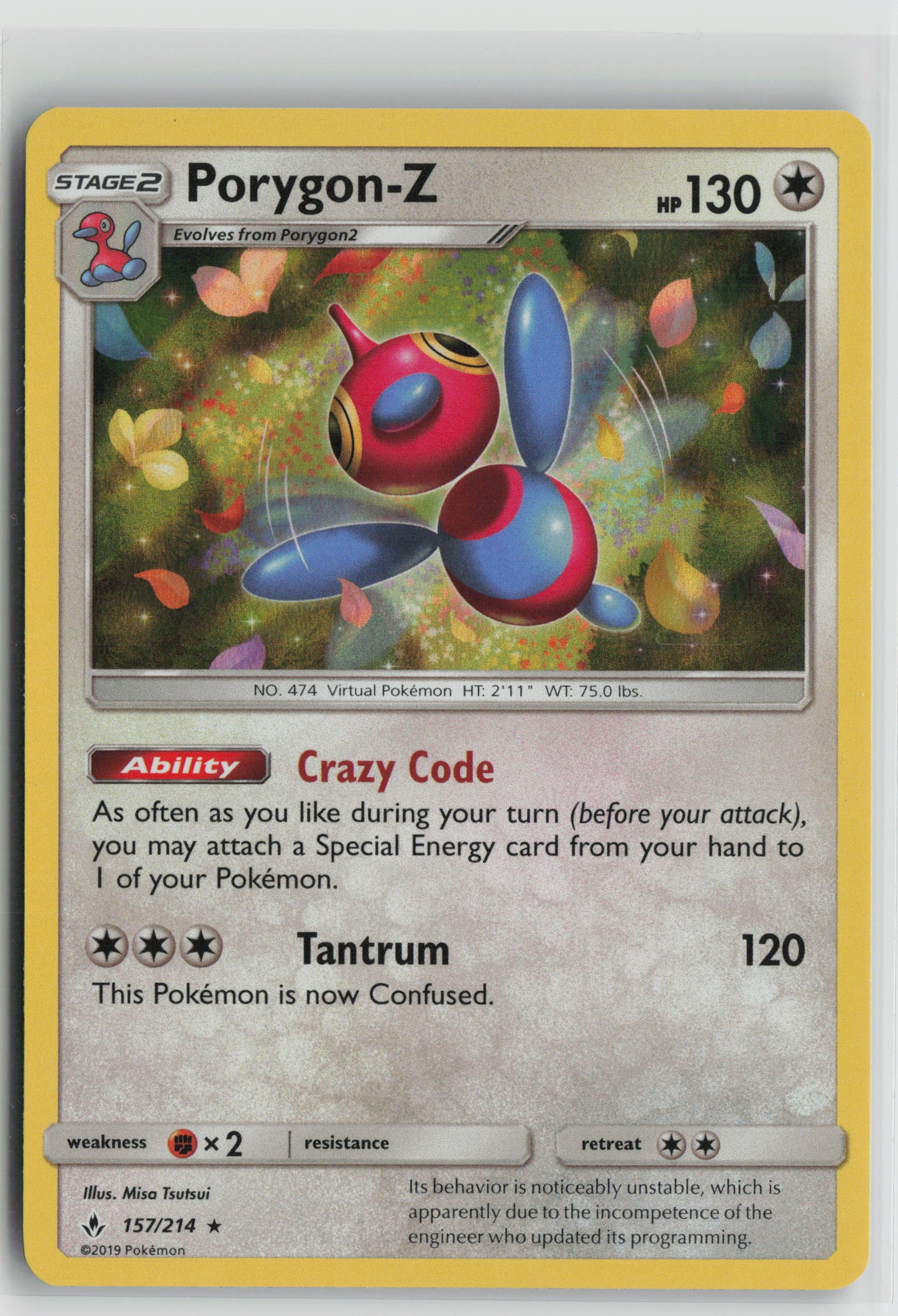 Porygon-Z Holo Rare Reverse Holo SM10 157/214 NM
