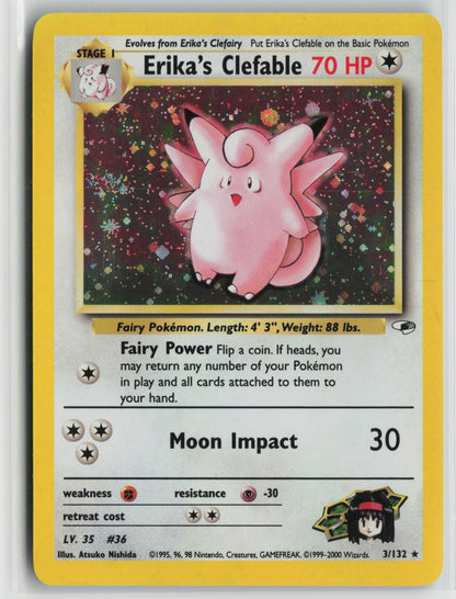 Erika's Clefable Holo Rare Unlimited G1 003/132 NM - SWIRL
