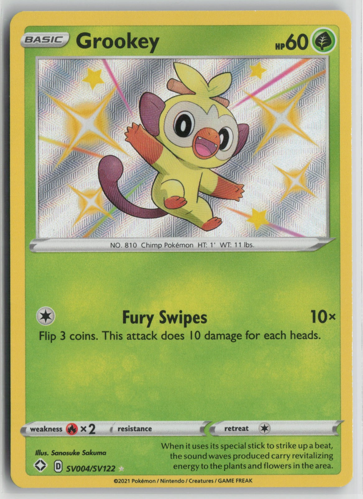 Grookey Shiny Holo Rare Holo SHFSV SV004/SV122 NM