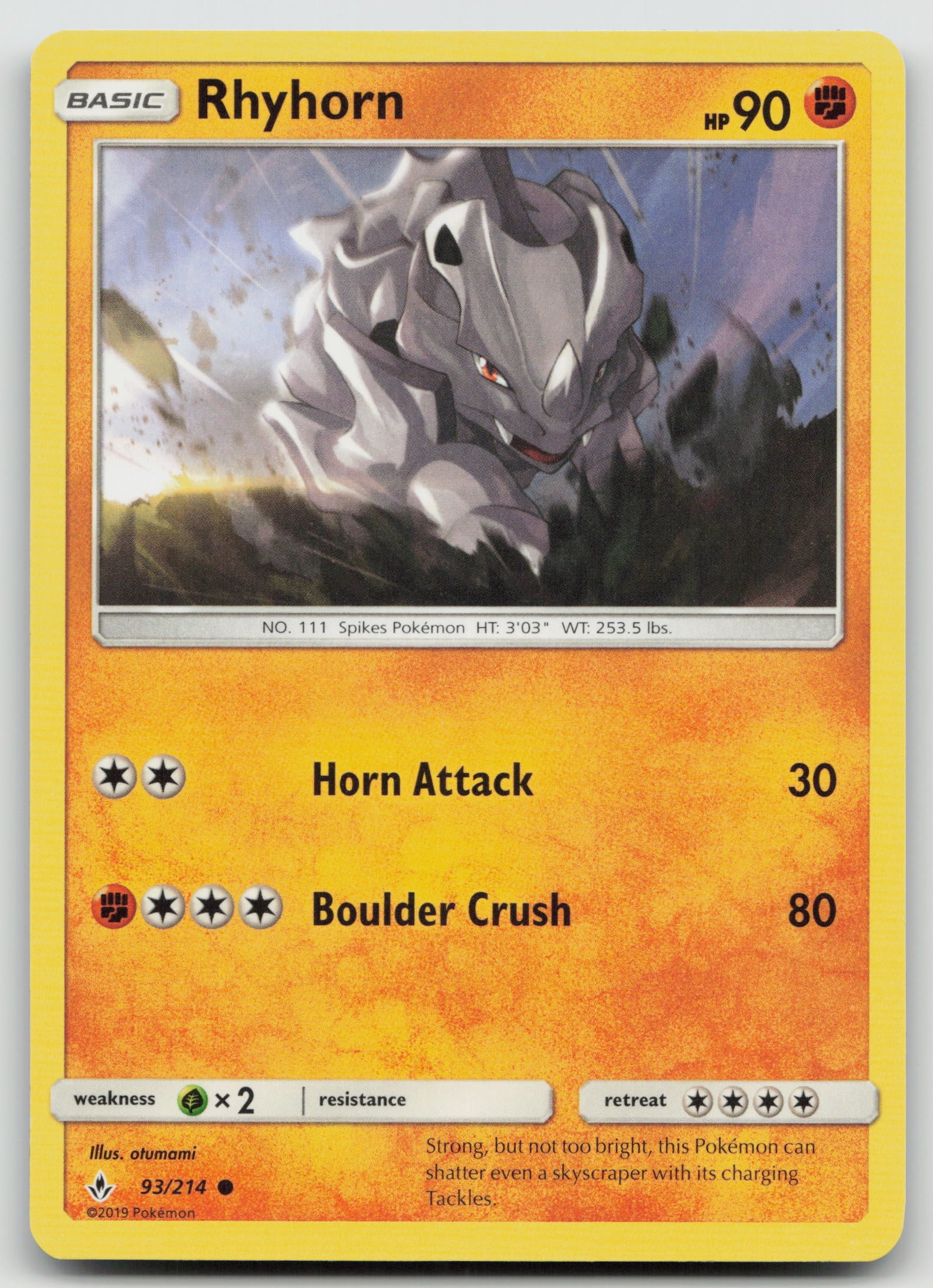 Rhyhorn (93) Common Normal SM10 93/214 NM
