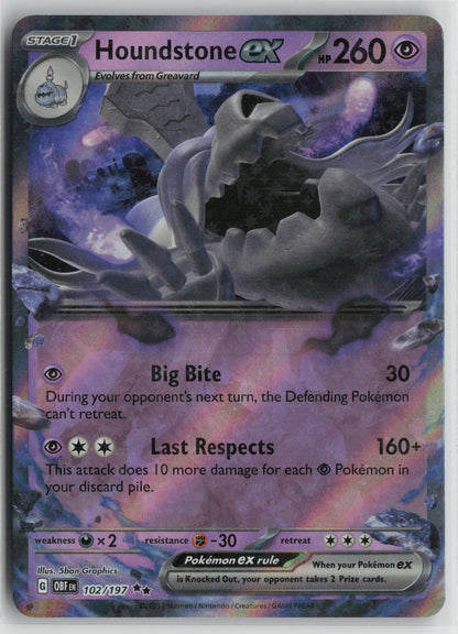 Houndstone ex Double Rare SV03: Obsidian Flames 102/197 NM