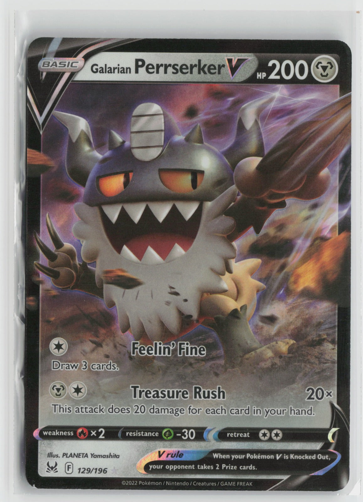 Galarian Perrserker V Ultra Rare Holo SWSH11 129/196 NM