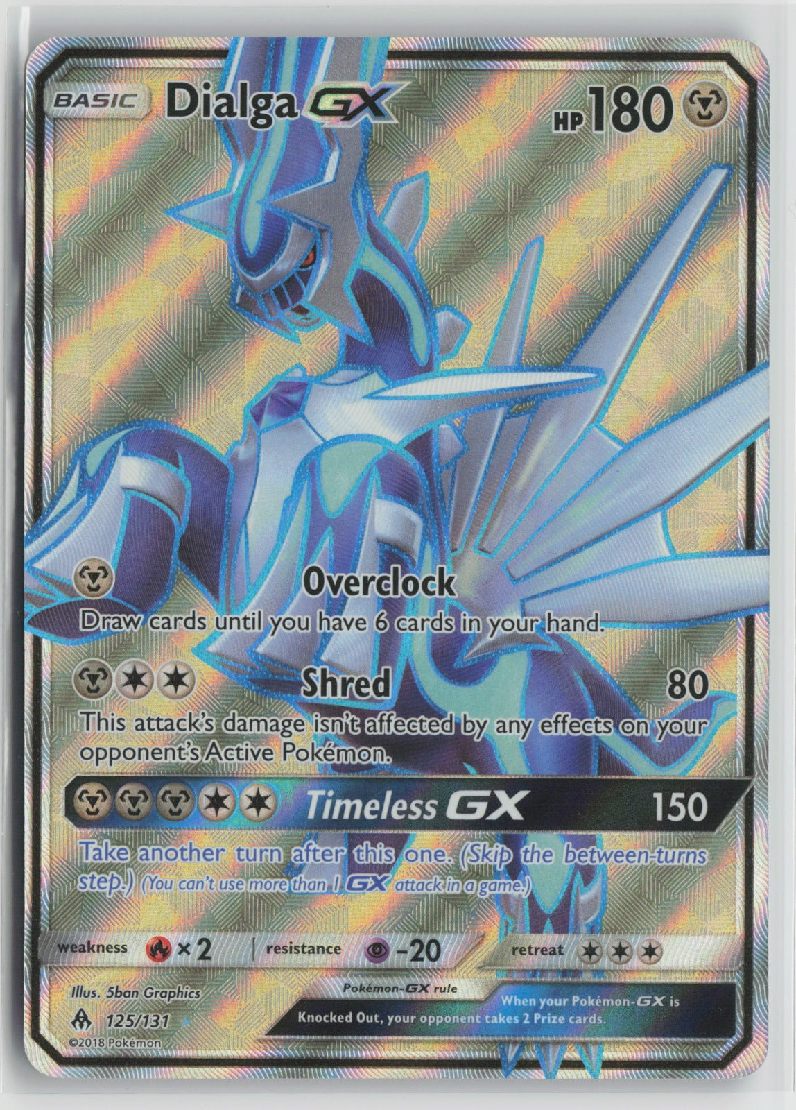 Dialga GX (Full Art) Ultra Rare Holo SM06 125/131 NM
