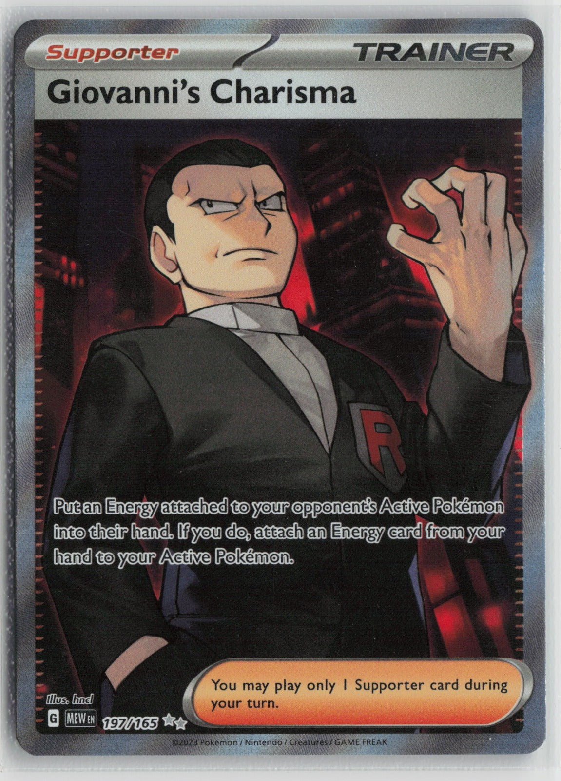 Giovanni's Charisma Ultra Rare Holo MEW 197/165 NM