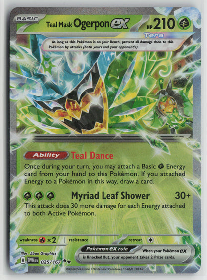 Teal Mask Ogerpon ex - Double Rare SV06: Twilight Masquerade 025/167 NM