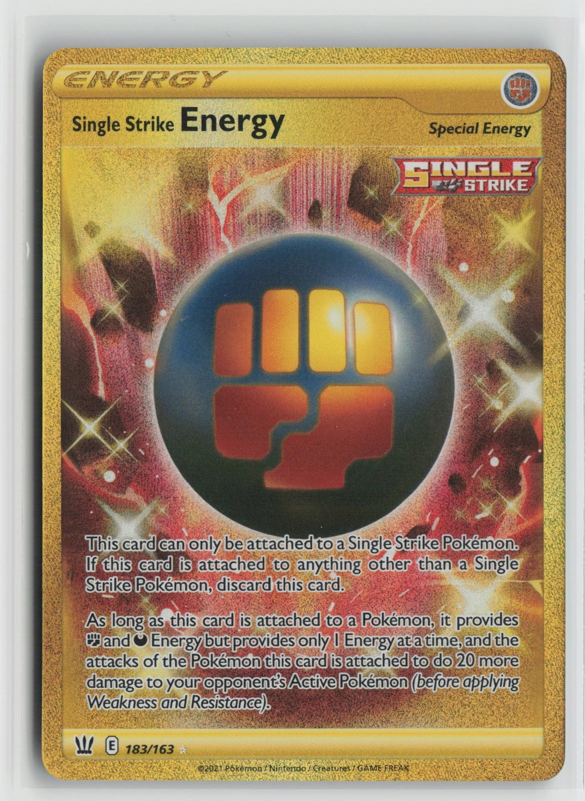 Single Strike Energy (Secret) Secret Rare Holo SWSH05 183/163 NM