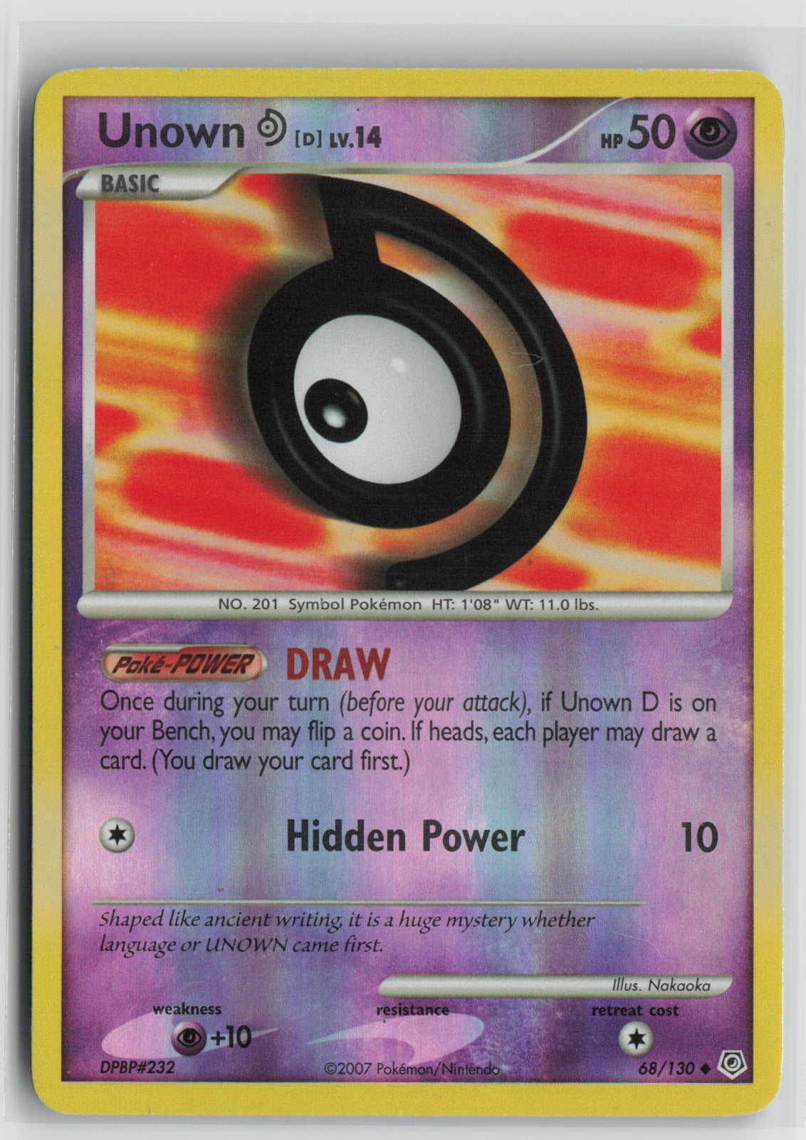Unown [D] Uncommon Reverse Holo DP 68/130 LP