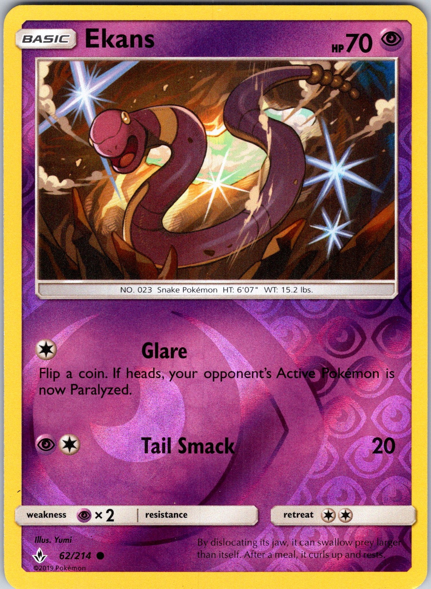 Ekans Common Reverse Holo SM10 62/214 NM