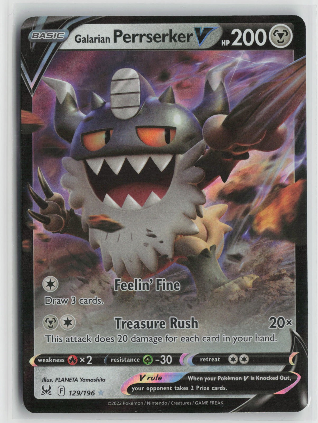 Galarian Perrserker V Ultra Rare Holo SWSH11 129/196 NM