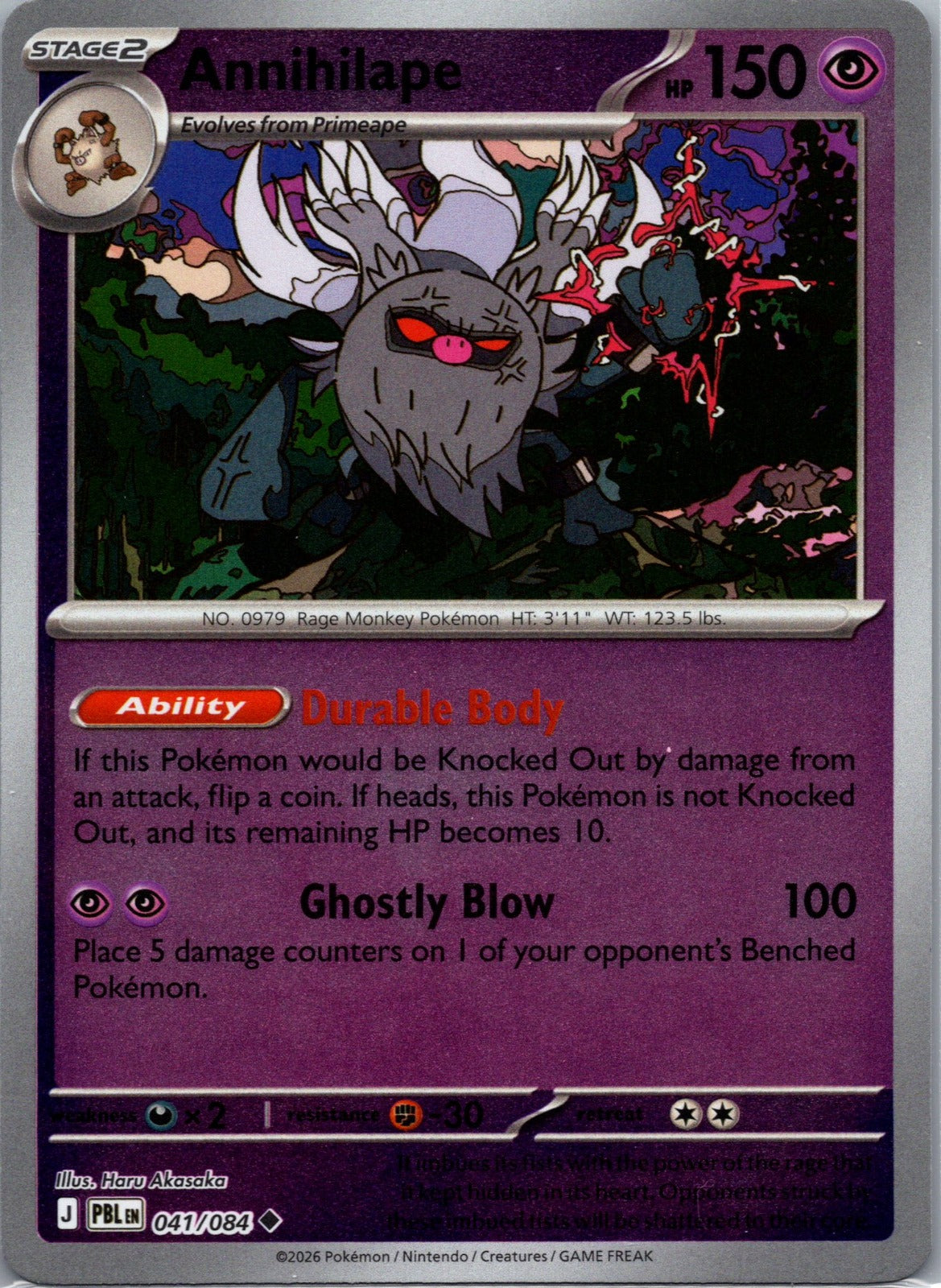 Annihilape Uncommon Reverse Holo PBL 041/084 NM