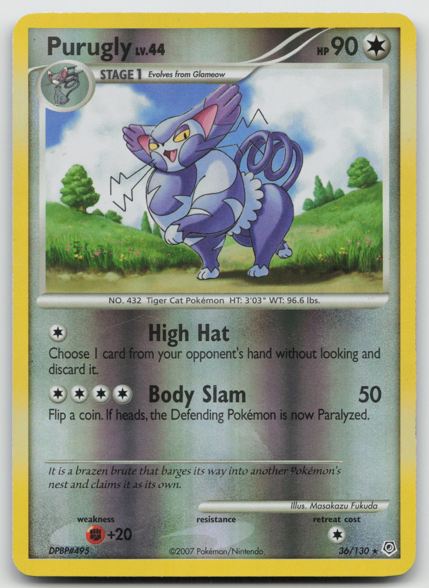 Purugly Rare Reverse Holo DP 36/130 LP