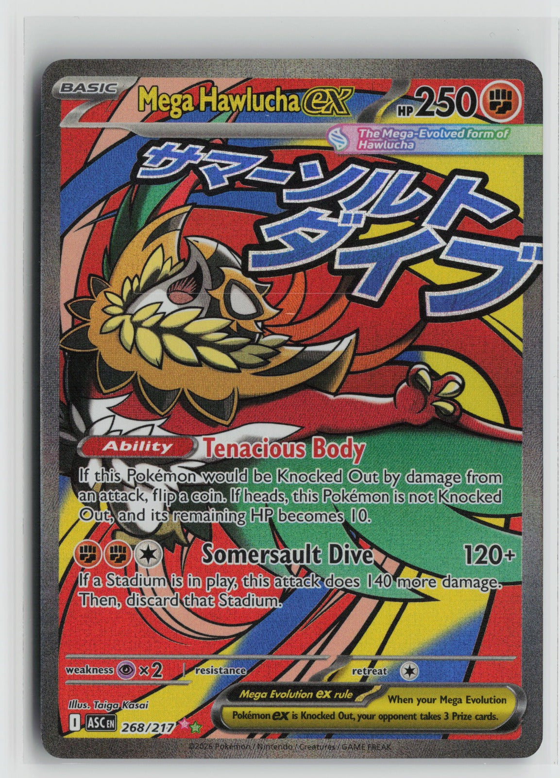 Mega Hawlucha ex - Mega Attack Rare Holo ASC 268/217 NM