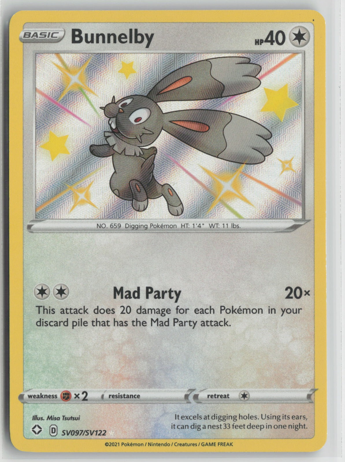 Bunnelby Shiny Holo Rare SHFSV SV097/SV122 NM