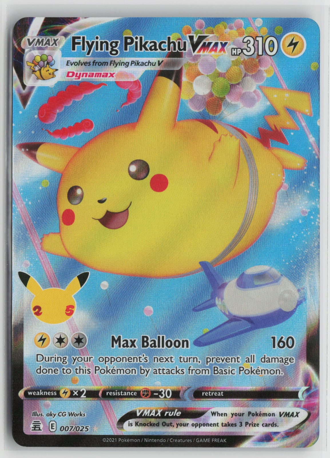 Flying Pikachu VMAX Ultra Rare Holo CLB 007/025 NM